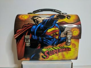 Superman Punching Dome Tin Lunchbox Dc Comics 2000