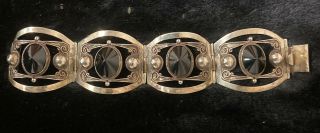 Vintage Sterling 925 Silver Black Onyx Bracelet Signed Lps 35 Grams -