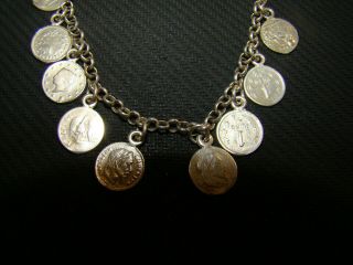 Vintage Coin Charm Bracelet Marked 925 Italy 3