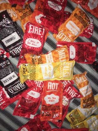 Taco Bell Sauce Packets.  Hot Mild Fire Diablo And Breakfast Salsa.  30,  Pack