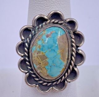 Sterling Silver Vintage Southwest Turquoise Ring Size 7.  25