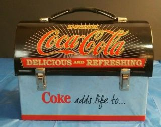 Vintage Coca Cola Lunchbox Black Silver Red Collector Coke Adds Life To.