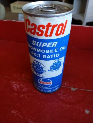 Vintage Castrol Snowmobile Oil 40:1 Metal Tin Can Full Container Snow Go