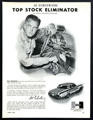 1963 Nhra Winner Al Eckstrand Dodge Ramchargers Photo Hurst Shifters Print Ad