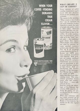 1962 Ad (l18) M & R Dietetic Laboratories,  Columbus,  Ohio.  Vending Machine Flavor