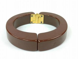 Vintage Bakelite Hinged Clamper Chocolate Brown Bangle Bracelet