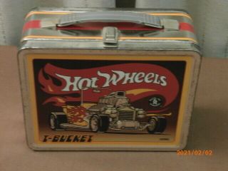 Mattel Metal Hot Wheels " T Bucket " Lunch Box With Thermos 1998