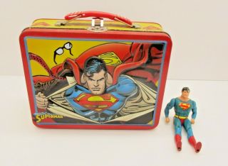 2000 Superman Transformation Metal Lunchbox Dc Comics And Figure