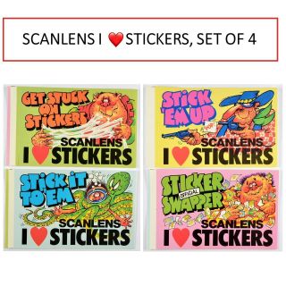 Scanlens I Love Stickers Set Of 4 Stickers,  1980s,  Stick Em Up,  Official Swapper