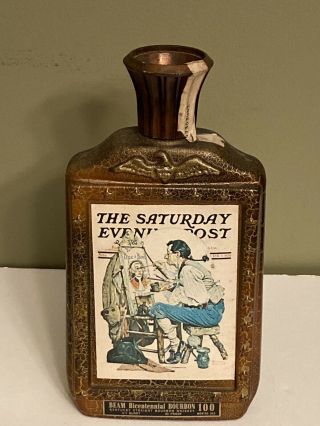 Jim Beam Bourbon Empty Bicentennial Bottle Saturday Evening Post Norman Rockwell
