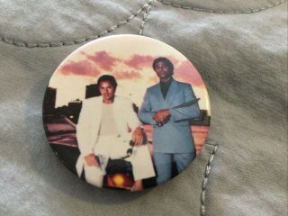 Vintage 1984 Miami Vice Pinback Tv Show Pink Logo Button Pin Memorabilia 80 