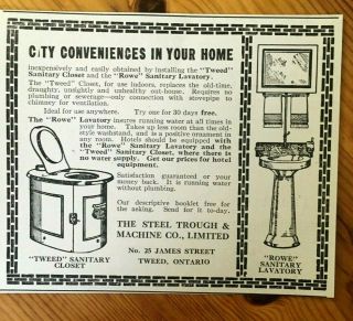 1913 Canada Canadian Ad Toilette Lavatory Factory Tweed Ontario