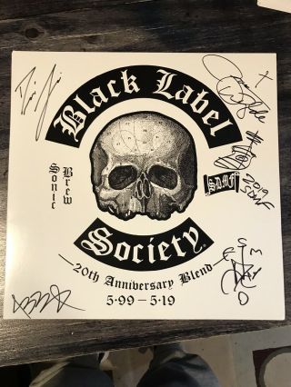 Signed Black Label Society Sonic Brew Record Cover No Album Zakk Wylde Sabbath