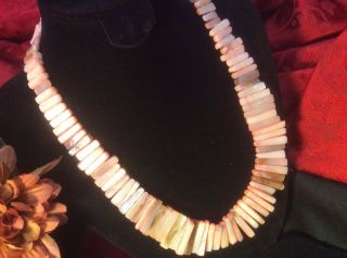 Vintage Pink Mother Of Pearl Shell Necklace Graduate Branch Bead Estate Jewelry