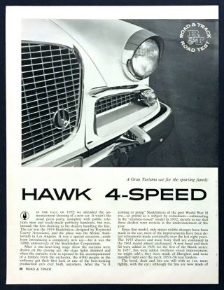 1961 Studebaker Hawk 4 - Speed Coupe Road Test Technical Data Review Article