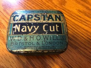 C1910 W.  D & H.  O Wills “capstan” Navy Cut Cigarette Tobacco 1 Oz Tin - Empty