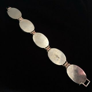 Vintage Whiting & Davis MOP Cabochon Bracelet Mother of Pearl Wide 7.  5 