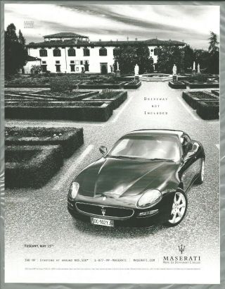 2003 Maserati Tuscany Advertisement,  2 - Door,  Large Villa,  Print Ad