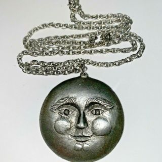 Vintage Moon Face Pendant Necklace