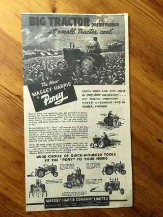 1948 Canadian Canada Ad Massey Harris Tractor Pony