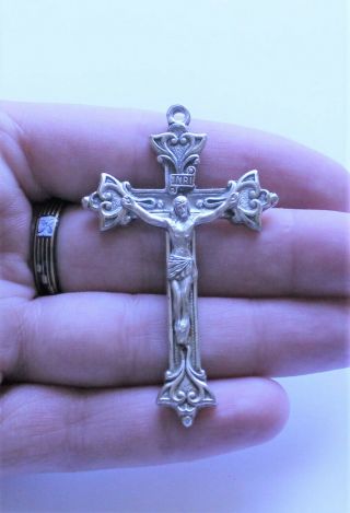 Vintage Creed Signed Sterling Silver 925 Crucifix Cross Pendant