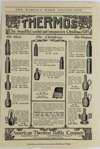 Vintage 1914 American Thermos Bottle Company Print Ad
