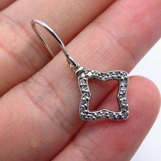 David Yurman 925 Sterling Silver Diamond Floral Single Dangling Earring