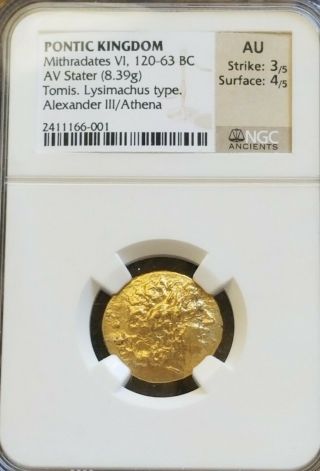Pontic Kingdom Mithradates Vi Stater Alexander Iii Ngc Au Ancient Gold Coin