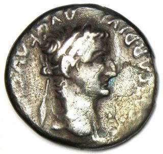 Roman Tiberius Ar Denarius Silver Tribute Penny Coin 14 - 37 Ad - Fine / Vf