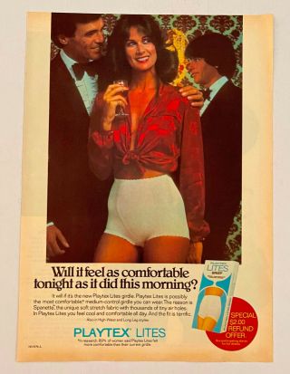 Playtex Lites Medium Control Girdle Underwear Vintage Print Ad 1981