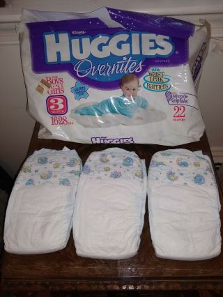 Vintage Huggies Diapers Overnites/overnights For Boys & Girls Size 3 From 1994