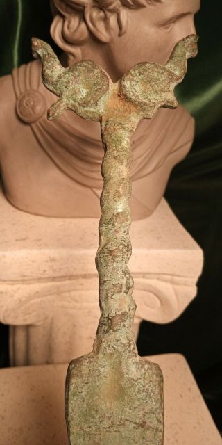 1200 B.  C.  CLASSIC ANCIENT LURISTAN BRONZE SHORT SWORD DAGGER ELEPHANT HEADS 4