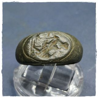 FORTUNA - GODDESS of LUCK ancient LEGIONARY BRONZE Roman ring II 6,  65g 3