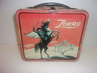 1966 Zorro Red Sky & Red Band Metal Lunch Box.