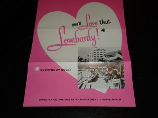 Vintage Lombardy Hotel Brochure Miami Beach 63rd & Collins Ave