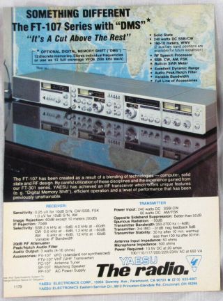 Vintage 1977 Yaesu Ft - 107 Transceiver Ham Radio Print Ad