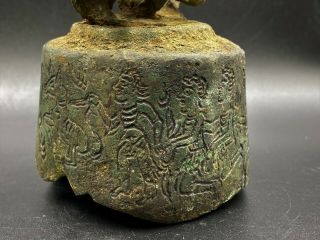 Old Ancient Antique Bronze Bell With Inscription Text Figures From Indo Scythian 4