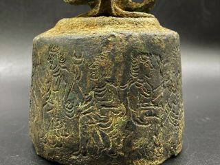 Old Ancient Antique Bronze Bell With Inscription Text Figures From Indo Scythian 5