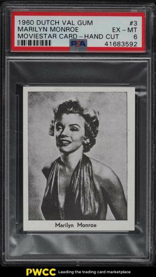1960 Dutch Val Gum Moviestar Card Marilyn Monroe 3 Psa 6 Exmt