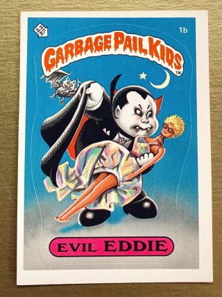 1985 Topps 1st Series 1 Garbage Pail Kids 1b Evil Eddie Glossy Back Vintage Gpk