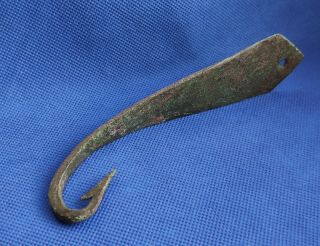 Ancient Large Bronze Hook For Fishing Kievan Rus 10 - 12 Century Dug Artifact