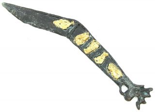 Rare Ancient Gilding Bronze Ritual Dagger Dirk Neolithic Bronze Age 1000 ВС