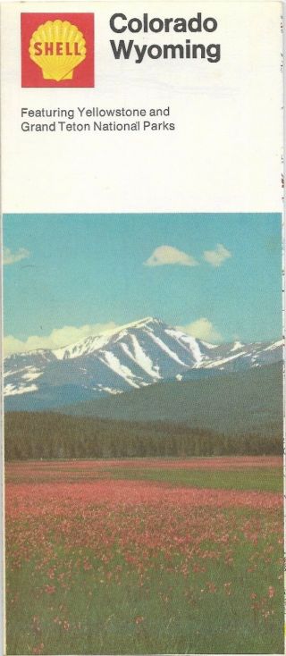 1972 Shell Oil Mount Elbert Road Map Colorado Wyoming Yellowstone Grand Teton