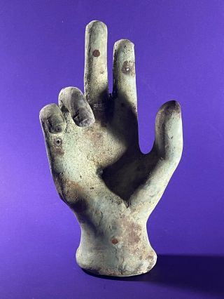 VERY RARE - LARGE DETAILED ANCIENT ROMAN BRONZE LIFE SIZED HAND CIRCA 200 - 400 AD 2