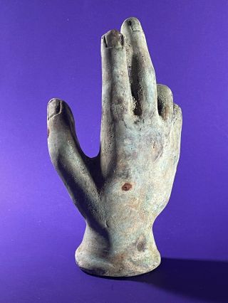 VERY RARE - LARGE DETAILED ANCIENT ROMAN BRONZE LIFE SIZED HAND CIRCA 200 - 400 AD 5