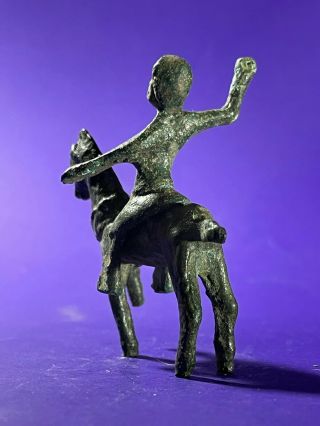 CIRCA 100 BC - 100 AD ANCIENT CELTIC BRONZE HORSE AND RIDER FIGURINE 3