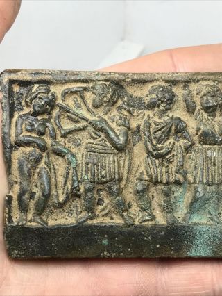 EUROPEAN FINDS ANCIENT ROMAN BRONZE PLAQUE DEPICTING SCENE CIRCA 200 - 300AD 3