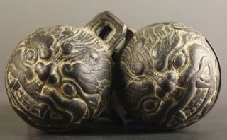 5 pair ancient China bronze bell old dragon head bronze bells 2