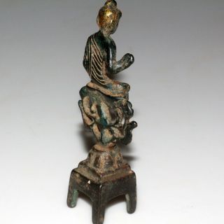 UNKNOWN CULTURE ANCIENT OR MEDIEVAL BRONZE & GOLDPLATED BUDDHA STATUE 3