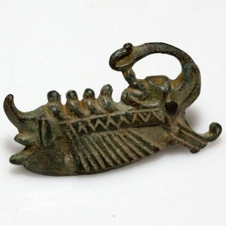 Circa 200 - 300 Ad Ancient Roman Military Bronze Ship Fibula Brooch